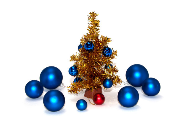 圣诞树和蓝球图片下载