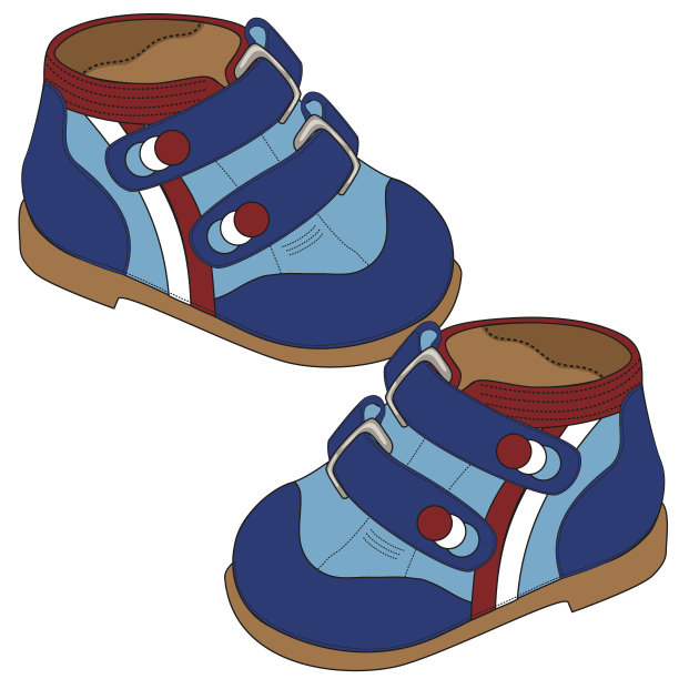 蓝色婴儿鞋孤立在白色背景图片下载