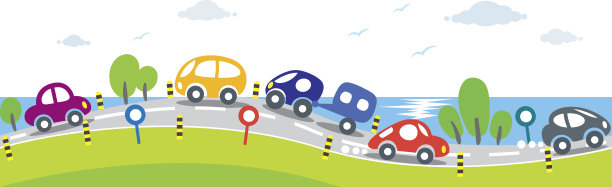 水平无缝背景的汽车在道路上图片下载