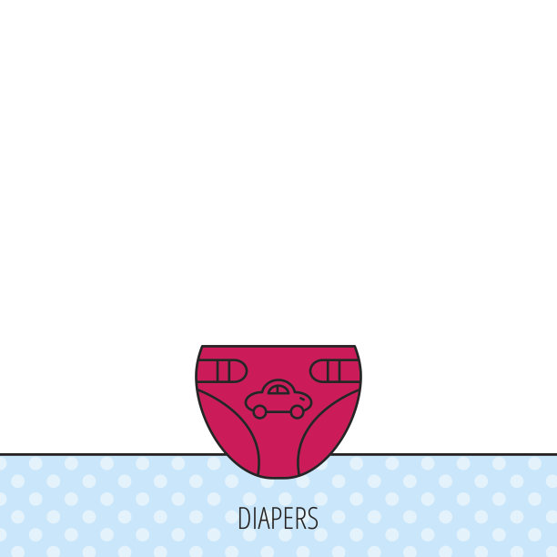 有汽车图标的尿布。儿童内衣的迹象。图片下载