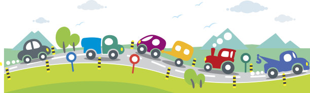 水平无缝背景的汽车在道路上图片下载