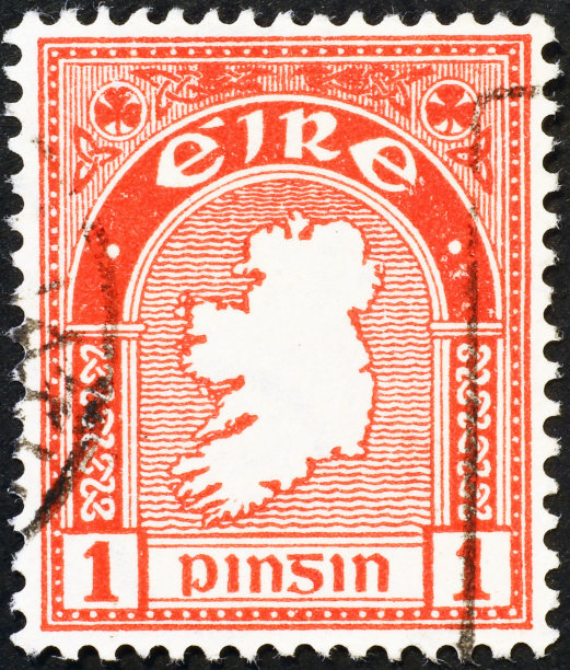 老式邮票上的爱尔兰地图图片下载