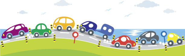 水平无缝背景的汽车在道路上图片下载