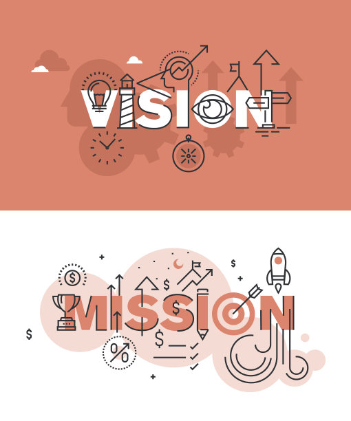 一套矢量插图概念的词，视觉和使命图片下载