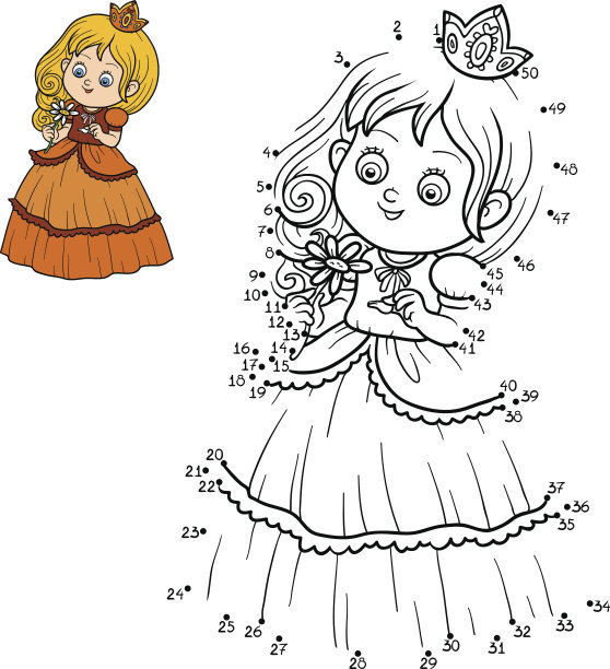 儿童数字游戏，小公主拿着花图片下载