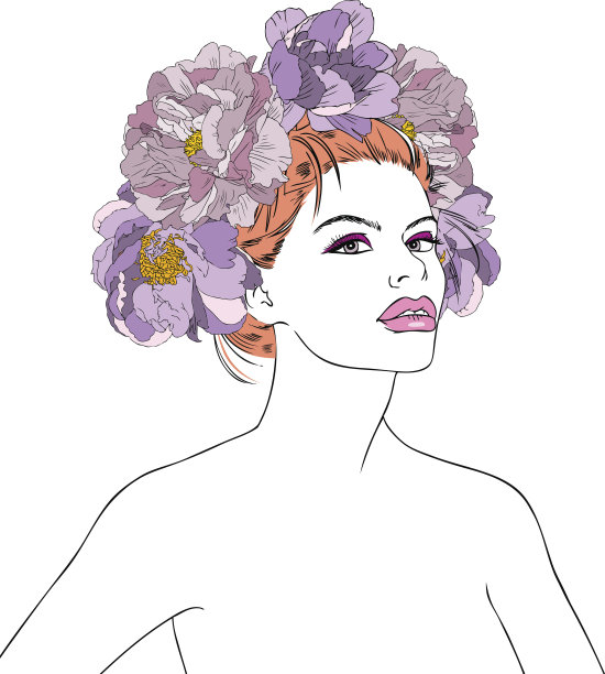 头发上插着花的漂亮女人图片下载