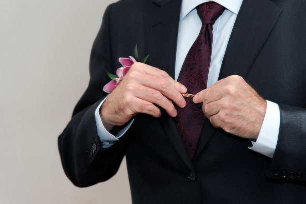 新郎在前面穿西装。图片下载