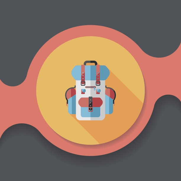 背包平面图标与长影子图片下载