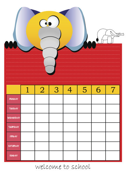 学生矢量时间表图片下载