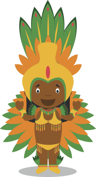 来自巴西的角色打扮成狂欢节舞者。图片下载