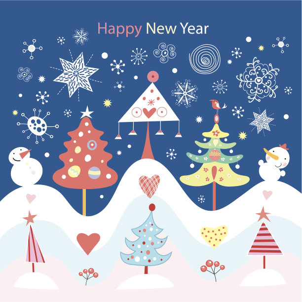 明亮有趣的雪人贺卡图片下载