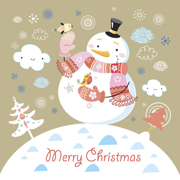 明亮有趣的雪人贺卡图片下载