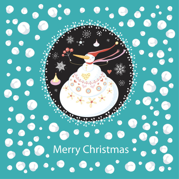 明亮有趣的雪人贺卡图片下载