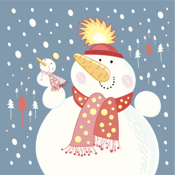 明亮有趣的雪人贺卡图片下载