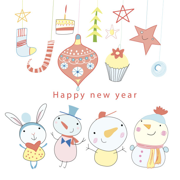 明亮有趣的雪人贺卡图片下载