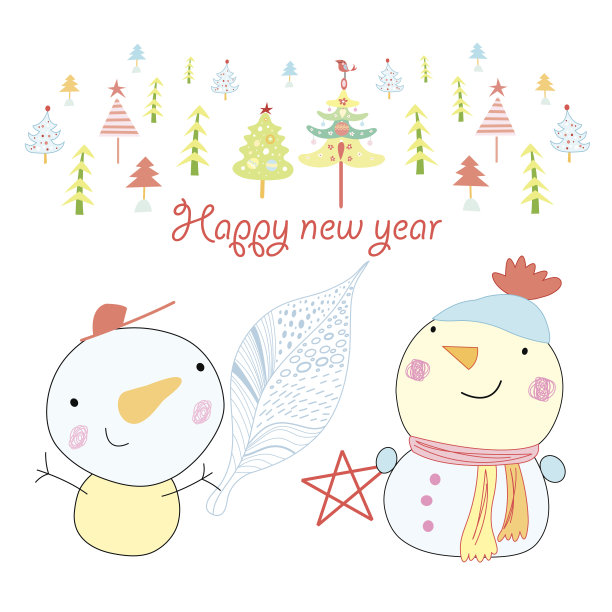 明亮有趣的雪人贺卡图片下载