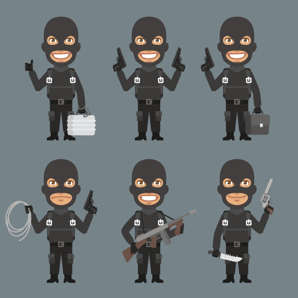 抢劫犯手持武器，提箱绳图片下载