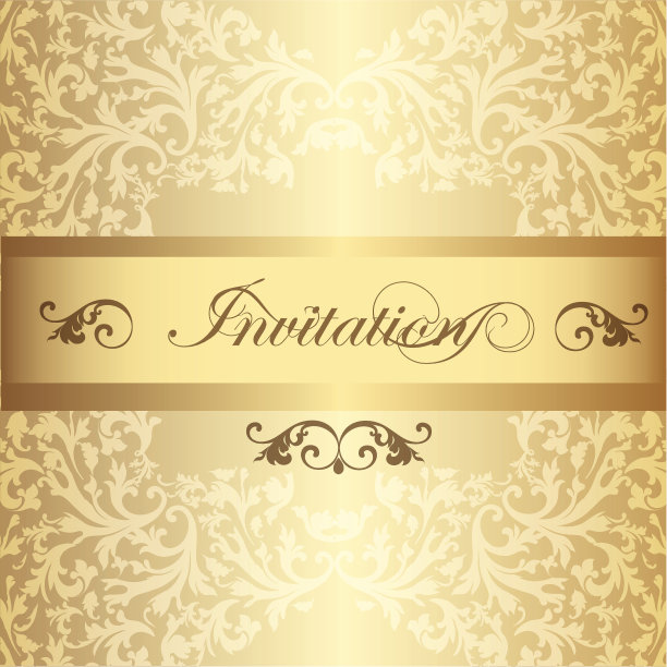 奢华复古风格的婚礼请柬图片下载