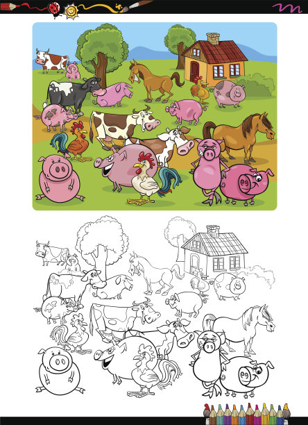 农场动物涂色页图片下载