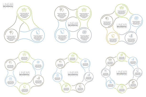 细线平面元素的信息图表。素材图片