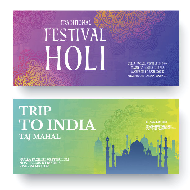 一套印度乡村装饰传统，海报，书籍，抽象，素材图片