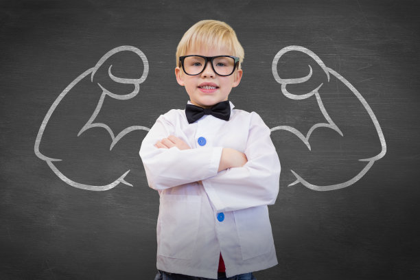 可爱的学生装扮成老师的合成图像图片下载