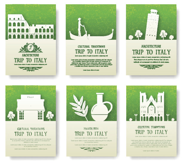 一套意大利乡村装饰插图的概念。图片下载