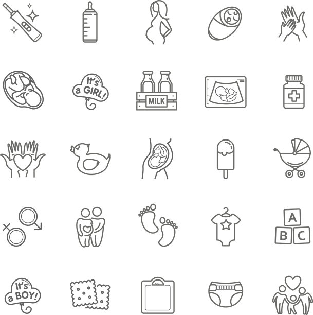怀孕和母亲向量图标设置。新生儿、儿童保健图片下载