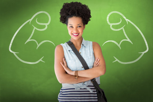 合成图像的肖像随意年轻女子图片下载