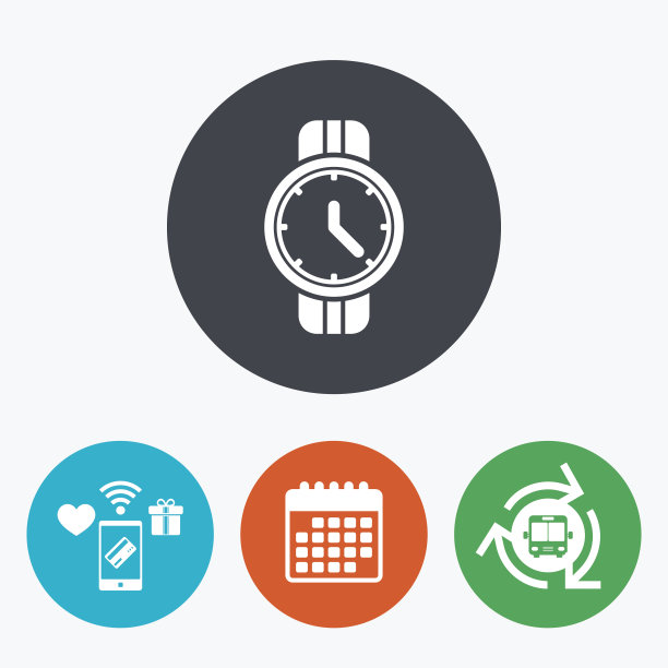 腕表标志图标。机械钟表的象征。图片下载