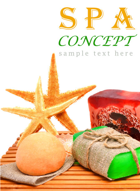 不同的手工肥皂，海星和浴弹图片下载