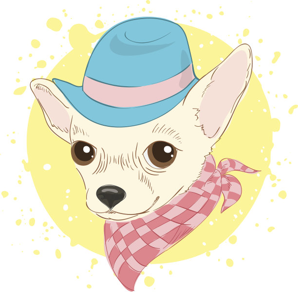 手绘矢量图的潮人狗。图片下载