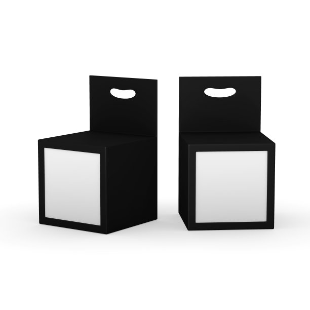 黑色纸盒包装与衣架，包括剪切路径图片下载