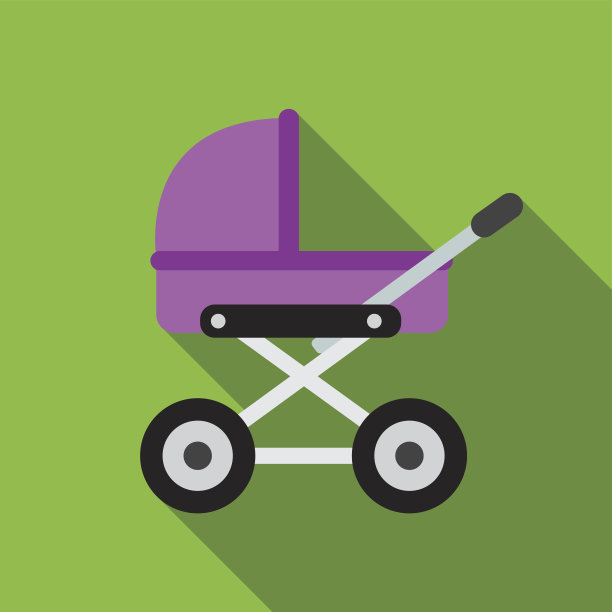 婴儿婴儿车平面图标插图图片下载