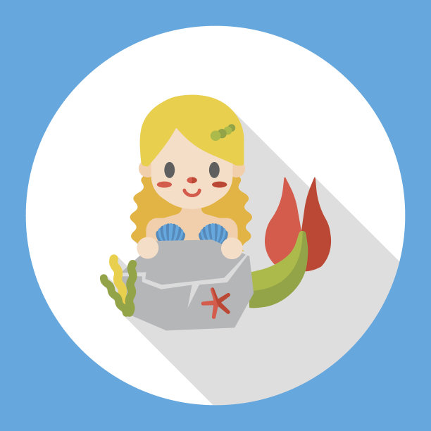 扁平美人鱼图标素材图片