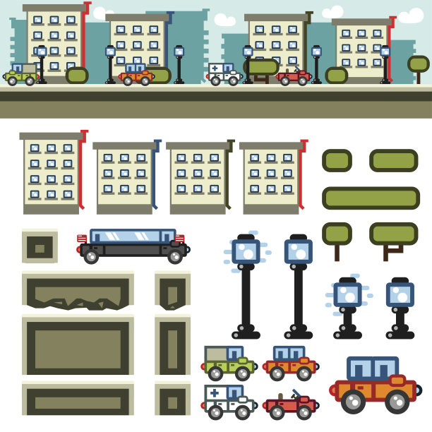 城市平面游戏关卡工具包图片下载