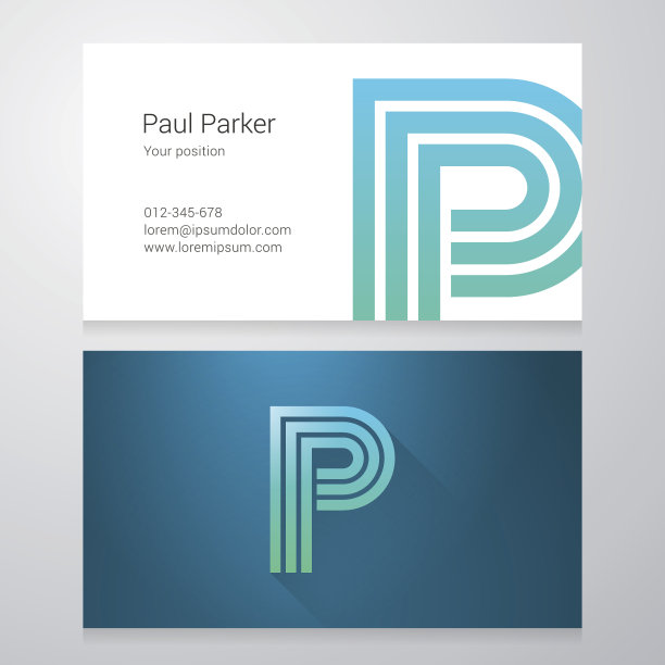 字母P名片模板图片下载