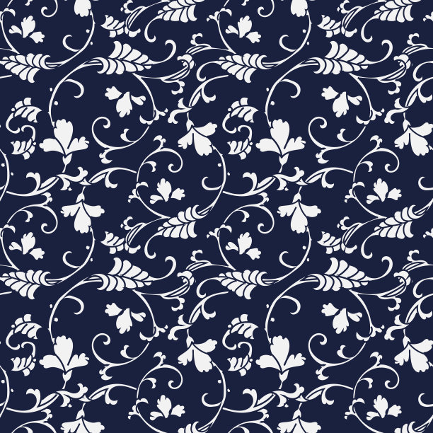 无缝蓝色日本背景曲线螺旋交叉藤花素材图片