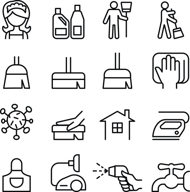 清洁，客房管理，卫生图标设置图片下载