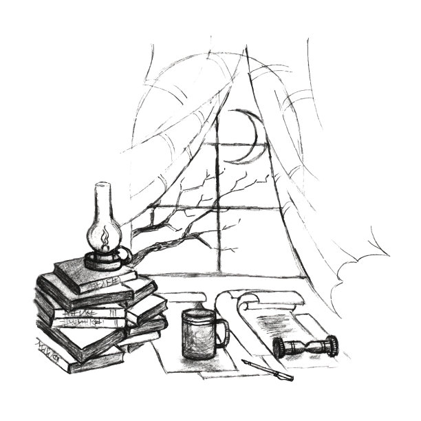 手绘写字台示意图图片下载