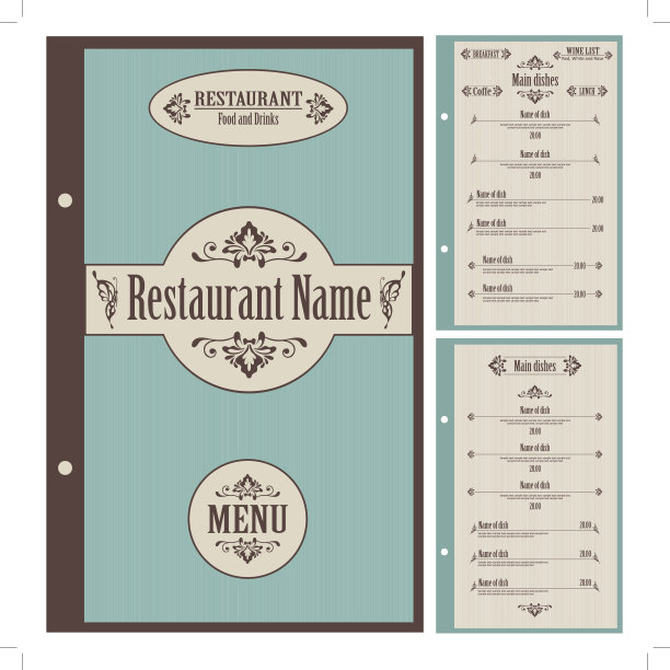 餐厅菜单设计模板-矢量图片下载