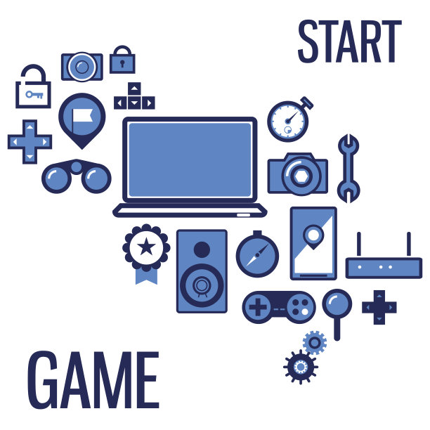 图标的集合。孤立的时尚背景。蓝色的颜色图片下载