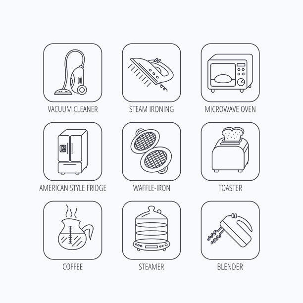 微波炉，咖啡和搅拌机图标。图片下载