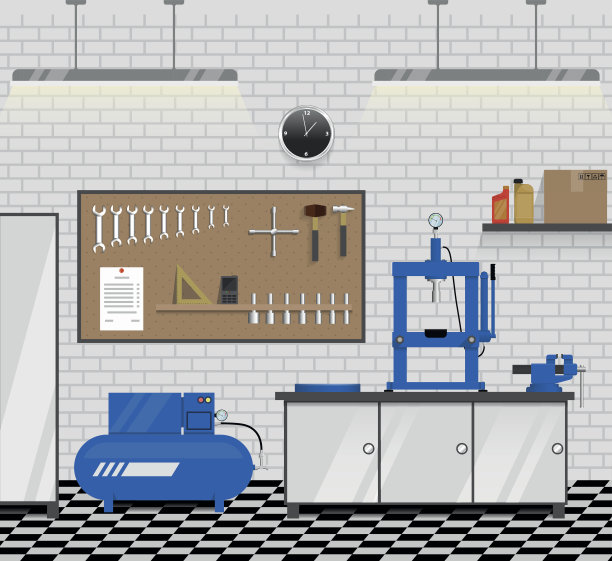 汽车服务的内部。车库工作空间。图片下载