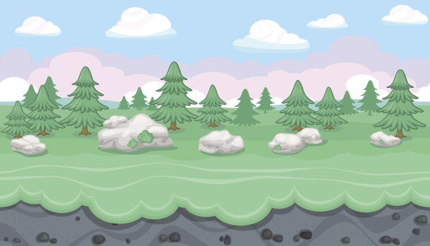 用于游戏设计的无缝可编辑森林景观图片下载