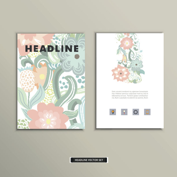书的封面上有花。向量的设计图片下载