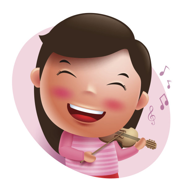 年轻的小提琴家向量字符唱歌和拿小提琴图片下载