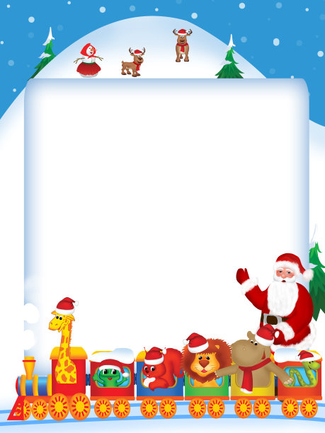 圣诞快乐，卡通动物列车图片下载