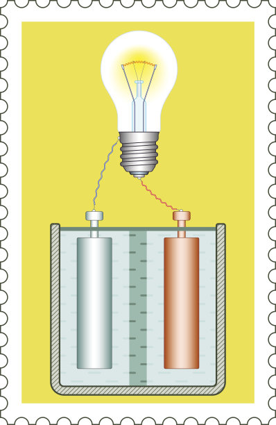 邮票上的电池和灯图片下载