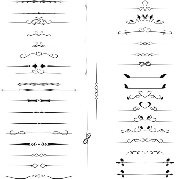 设置装饰设计元素，书法花页装饰图片下载